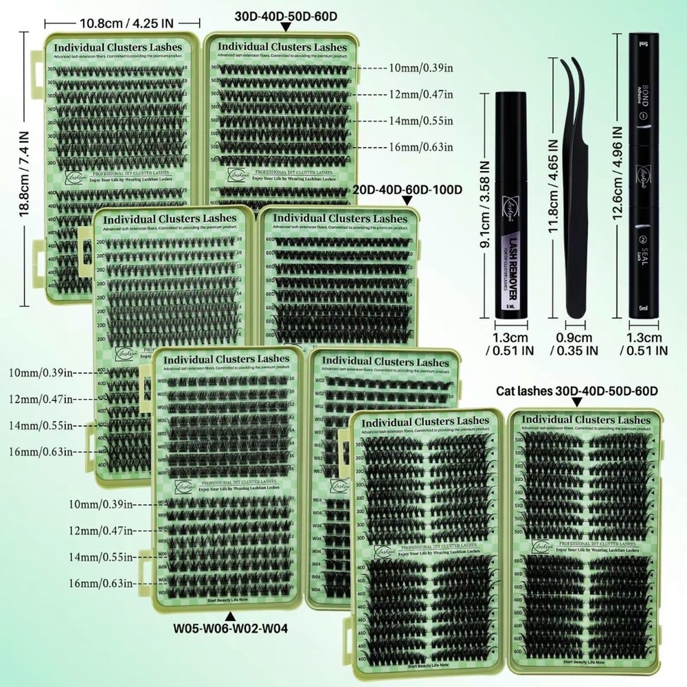 Individual Eyelash Extensions Kit, DIY
Eyelash Clusters
